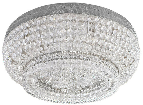 Casa Padrino Luxus Barock Kristall Deckenleuchte Silber  60 cm - Runde Barockstil Deckenlampe - Barock Wohnzimmer Decken Kronleuchter - Barock Leuchten - Barock M�bel - Edel & Prunkvoll