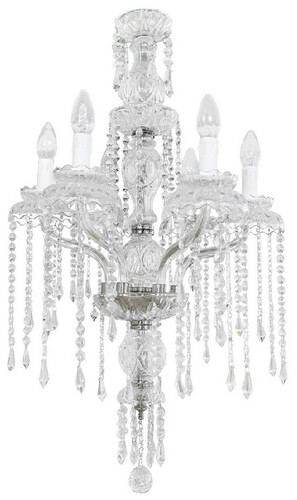 Casa Padrino Luxus Barock Kristall Kronleuchter Silber  45 cm - Prunkvoller Wohnzimmer Kronleuchter im Barockstil - Hotel Kronleuchter - Barock Kristall Leuchten - Barock Interior