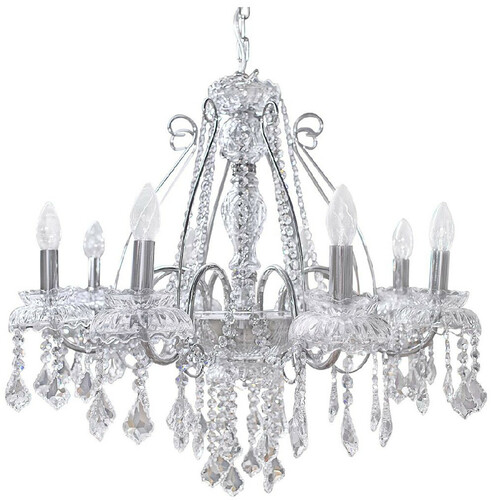 Casa Padrino Luxus Barock Kristall Kronleuchter Silber  58 cm - Prunkvoller Wohnzimmer Kronleuchter im Barockstil - Hotel Kronleuchter - Barock Kristall Leuchten - Barock Interior