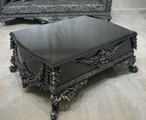 Casa Padrino Luxus Barock Couchtisch Grau / Silber - Prunkvoller Wohnzimmertisch im Barockstil - Barockstil Wohnzimmer M�bel - Barock Einrichtung - Barock M�bel - Luxus M�bel im Barockstil