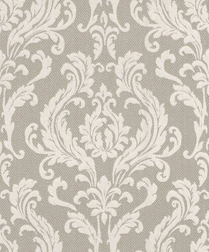 Casa Padrino Barock Vliestapete Grau / Beige - Barockstil Wohnzimmer Tapete mit elegantem Muster - Wanddeko im Barockstil - Tapeten im Barockstil - Barock Tapeten - Barock Wohnzimmer Deko