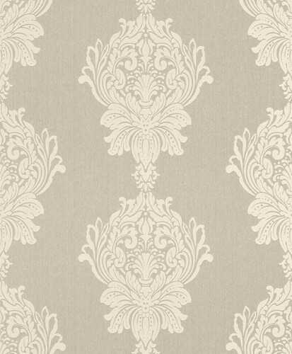 Casa Padrino Barock Vliestapete Beige - Barockstil Wohnzimmer Tapete mit elegantem Muster - Wanddeko im Barockstil - Barock Tapeten - Tapeten im Barockstil - Barock Wohnzimmer Deko