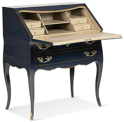 Casa Padrino Luxus Barock Sekret�r Blau / Gold / Beige - Handgefertigter Schreibtisch im Barockstil - Barock B�ro M�bel - Luxus M�bel im Barockstil - Luxus Qualit�t - Made in Italy