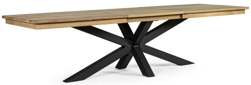 Casa Padrino Luxus Gartentisch Naturfarben / Schwarz 220-300 x 100 x H. 78 cm - Ausziehbarer Garten Esstisch mit Teakholz Tischplatte und Aluminium Beinen - Luxus Garten & Terrassen M�bel