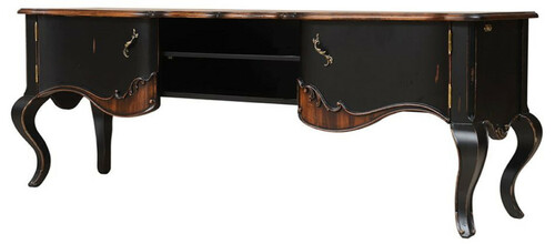 Casa Padrino Luxus Barock TV Schrank Braun / Antik Schwarz 182 x 48,5 x H. 63 cm - Prunkvolles Massivholz Sideboard mit 2 T�ren - Luxus M�bel im Barockstil - Barock M�bel - Barock Einrichtung