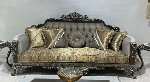 Casa Padrino Luxus Barock Sofa Silber / Gold / Wei� / Schwarz / Silber - Prunkvolles Wohnzimmer Sofa - Barockstil Wohnzimmer M�bel - Luxus M�bel im Barockstil - Edel & Prunkvoll