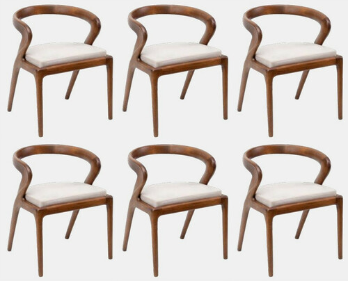 Casa Padrino Luxus Esszimmerstuhl 6er Set Braun / Grau 57 x 67 x H. 77 cm - Luxus Massivholz K�chen St�hle - Esszimmer M�bel - K�chen M�bel - Luxus M�bel - Luxus Esszimmer Einrichtung