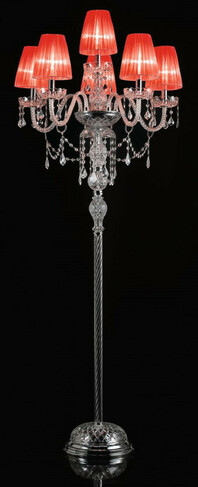 Casa Padrino Luxus Barock Kristall Stehleuchte Silber / Rot  66 x H. 181 cm - Prunkvolle Barockstil Stehlampe mit venzezianischem Glas und Swarovski Kristallglas - Luxus Qualit�t - Made in Italy