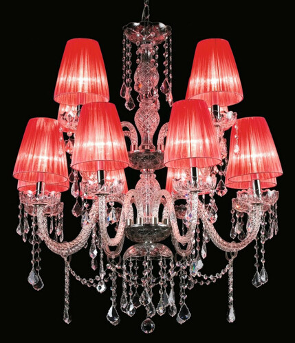 Casa Padrino Luxus Barock Kristall Kronleuchter Silber / Rot  80 x H. 90 cm - Prunkvoller Barockstil Kronleuchter mit venzezianischem Glas und Swarovski Kristallglas - Made in Italy
