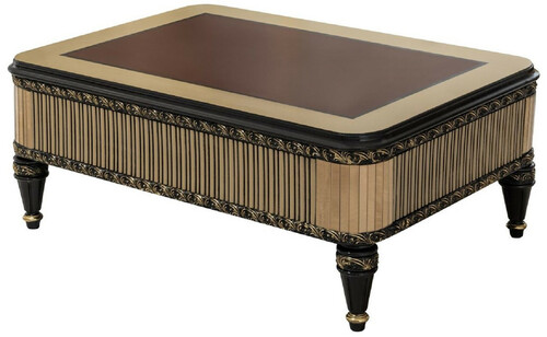 Casa Padrino Luxus Barock Couchtisch Braun / Schwarz / Gold - Prunkvoller Wohnzimmertisch im Barockstil - Barockstil Wohnzimmer M�bel - Barock Einrichtung - Barock M�bel - Luxus M�bel im Barockstil