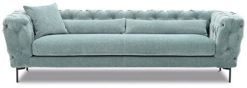 Casa Padrino Luxus Chesterfield 3er Sofa T�rkis / Schwarz 258 x 99 x H. 83 cm - Wohnzimmer Sofa - Hotel Sofa - Wohnzimmer M�bel - Chesterfield M�bel - Luxus M�bel - Luxus Einrichtung