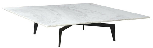 Casa Padrino Luxus Couchtisch Wei� / Schwarz 123 x 123 x H. 28,5 cm - Quadratischer Wohnzimmertisch mit Marmorplatte - Wohnzimmer M�bel - Luxus M�bel - Wohnzimmer Einrichtung