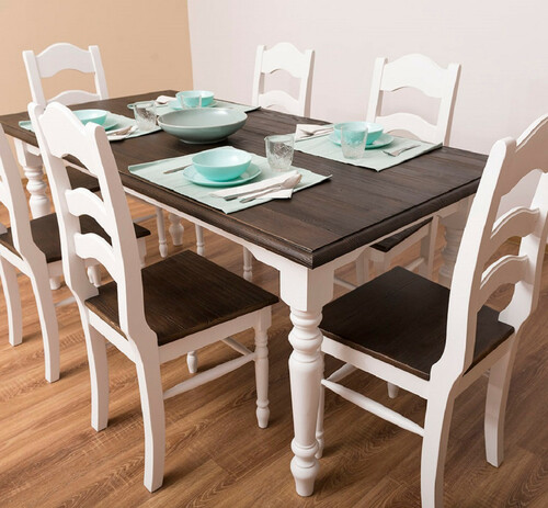 Casa Padrino Landhausstil Esszimmerstuhl 6er Wei� / Dunkelbraun 44 x 44 x H. 102 cm - Massivholz Esszimmerst�hle im Landhausstil - Massivholz Esszimmer M�bel - Landhausstil Esszimmer M�bel