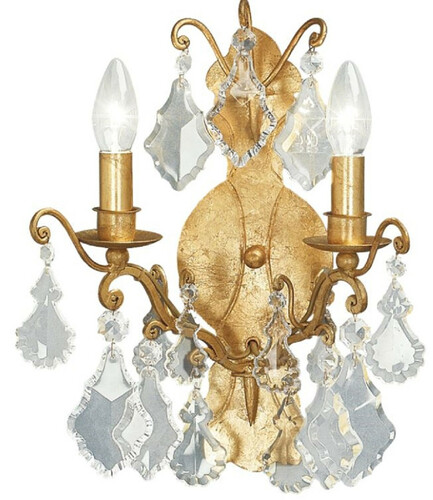 Casa Padrino Luxus Barock Doppel Wandleuchte Antik Gold 35 x 16 x H. 40 cm - Elegante Kristall Wandlampe - Wohnzimmer Wandleuchte im Barockstil - Barock Leuchten - Luxus Qualit�t - Made in Italy