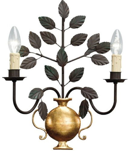 Casa Padrino Luxus Barock Doppel Wandleuchte Schwarz / Gold 33 x 14 x H. 40 cm - Elegante Kristall Wandlampe - Wohnzimmer Wandleuchte im Barockstil - Barock Leuchten - Luxus Qualit�t - Made in Italy