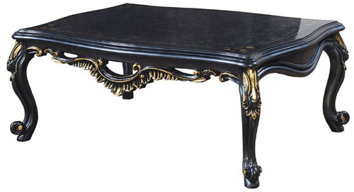 Casa Padrino Luxus Barock Couchtisch Blau / Gold - Handgefertigter Barockstil Wohnzimmertisch - Barockstil Wohnzimmer M�bel - Barock M�bel - Luxus M�bel im Barockstil - Edel & Prunkvoll