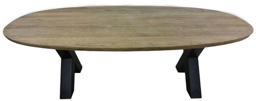 Casa Padrino Luxus Massivholz Esstisch Braun / Schwarz 240 x 100 x H. 78 cm - Ovaler K�chentisch - Esszimmer M�bel - Massivholz M�bel - Luxus M�bel