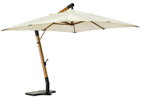 Casa Padrino Luxus Ampelschirm mit St�nder Braun / Schwarz / Creme 400 x 300 x H. 320 cm - Garten Sonnenschirm - Terrassen Sonnenschirm - Balkon Sonnenschirm - Garten Terrassen Balkon Accessoires
