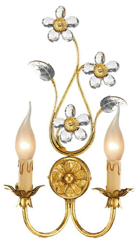 Casa Padrino Luxus Barock Doppel Wandleuchte Gold mit Patina 24 x 12 x H. 43 cm - Elegante Barockstil Wandlampe - Barock Leuchten - Luxus Qualit�t - Made in Italy