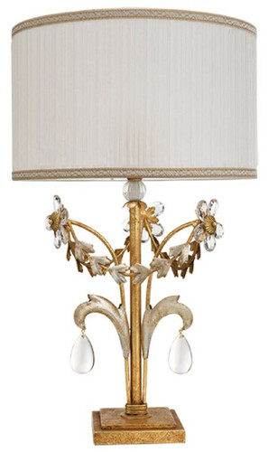 Casa Padrino Luxus Barock Kristall Tischleuchte Antik Gold / Antik Silber  30 x H. 50 cm - Prunkvolle Barockstil Schreibtischleuchte mit b�hmischen Kristallglas - Luxus Qualit�t - Made in Italy