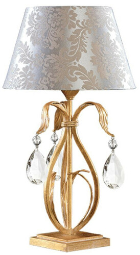 Casa Padrino Luxus Barock Kristall Tischleuchte Gold / Wei� / Silber  25 x H. 46 cm - Prunkvolle Barockstil Schreibtischleuchte mit edlem b�hmischen Kristallglas - Luxus Qualit�t - Made in Italy