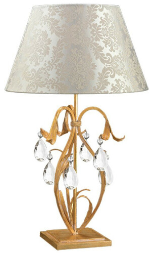 Casa Padrino Luxus Barock Kristall Tischleuchte Gold / Wei� / Silber  40 x H. 67 cm - Prunkvolle Barockstil Schreibtischleuchte mit edlem b�hmischen Kristallglas - Luxus Qualit�t - Made in Italy