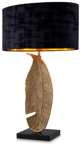 Casa Padrino Luxus Tischleuchte Vintage Messing / Schwarz 50 x 30 x H. 76,5 cm - Schreibtischleuchte mit ovalem Lampenschirm und Granitsockel - Luxus Tischleuchten - Luxus Schreibtischleuchten