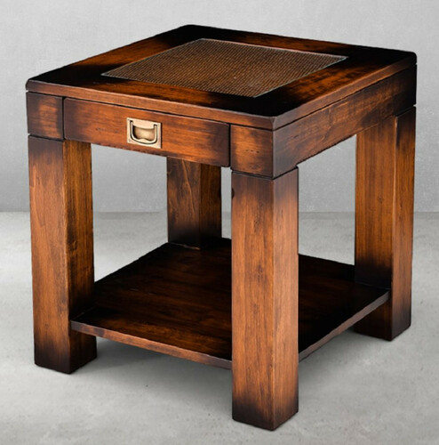 Casa Padrino Luxus Vintage Stil Beistelltisch Braun 50 x 50 x H. 55 cm - Quadratischer Nachttisch mit Schublade - Wohnzimmer M�bel - Schlafzimmer M�bel - Luxus Vintage Stil M�bel