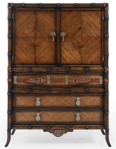 Casa Padrino Luxus Vintage Stil Schrank Braun 108 x 45 x H. 150 cm - Massivholz Schrank mit 2 T�ren und 3 Schubladen - Luxus M�bel im Vintage Stil - Vintage Stil M�bel