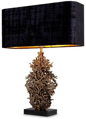 Casa Padrino Luxus Tischleuchte Vintage Messing / Schwarz 50 x 22 x H. 68,5 cm - Schreibtischleuchte mit Lampenschirm und Granitsockel - Luxus Tischleuchten - Luxus Schreibtischleuchten