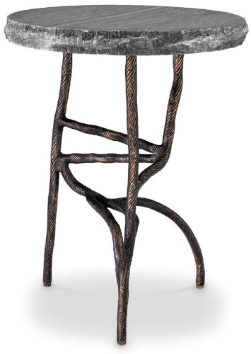 Casa Padrino Luxus Beistelltisch Vintage Messing / Schwarz  45,5 x H. 58 cm - Runder Messing Tisch mit Marmorplatte - Wohnzimmer M�bel - Luxus M�bel - Wohnzimmer Einrichtung - Luxus Qualit�t