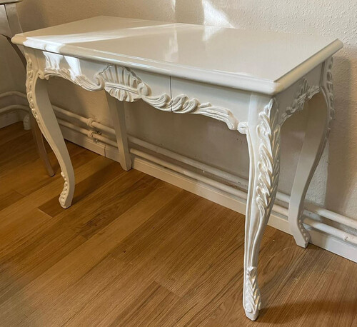 Casa Padrino Barock Konsole Wei� - Handgefertigter Konsolentisch mit Schublade - Massivholz M�bel im Barockstil - Barock M�bel - Edel & Prunkvoll