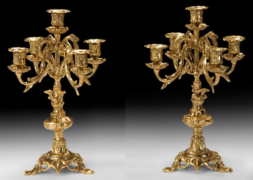 Casa Padrino Luxus Barock Kerzenhalter Set Gold  25 x H. 38 cm - Handgefertigte Barockstil Bronze Kerzenst�nder - Barock Deko Accessoires - Barock Interior - Barock M�bel - Edel & Prunkvoll