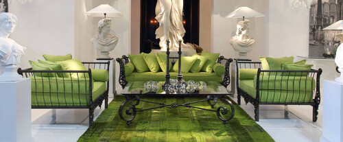 Casa Padrino Luxus Barock Schmiedeeisen M�bel Set Gr�n / Schwarz - 1 Luxus Sofa & 2 Luxus Sessel & 1 Luxus Couchtisch - Wohnzimmer M�bel - Garten M�bel - Hotel M�bel - Luxus Barock M�bel