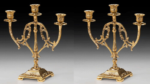 Casa Padrino Luxus Barock Kerzenhalter Set Gold 24 x H. 28 cm - Handgefertigte Barockstil Bronze Kerzenst�nder - Barock Deko Accessoires - Barock Interior - Barock M�bel - Edel & Prunkvoll