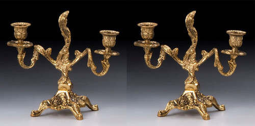 Casa Padrino Luxus Barock Kerzenhalter Set Gold 21 x H. 20 cm - Handgefertigte Barockstil Bronze Kerzenst�nder - Barock Deko Accessoires - Barock Interior - Barock M�bel - Edel & Prunkvoll