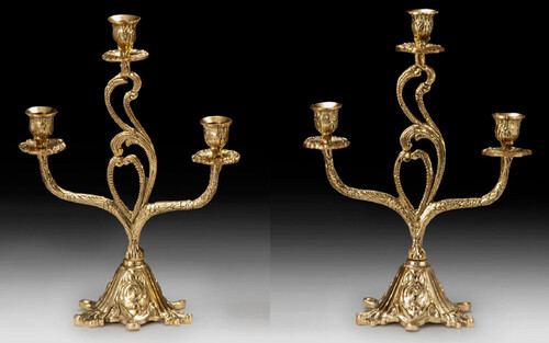 Casa Padrino Luxus Barock Kerzenhalter Set Gold 26 x H. 36 cm - Handgefertigte Barockstil Bronze Kerzenst�nder - Barock Deko Accessoires - Barock Interior - Barock M�bel - Edel & Prunkvoll