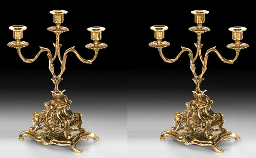 Casa Padrino Luxus Barock Kerzenhalter Set Gold 24 x H. 34 cm - Handgefertigte Barockstil Bronze Kerzenst�nder - Barock Deko Accessoires - Barock Interior - Barock M�bel - Edel & Prunkvoll