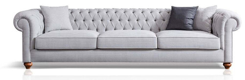 Casa Padrino Luxus Chesterfield Sofa Grau / Braun 300 x 100 x H. 77 cm - Wohnzimmer Sofa - Hotel Sofa - Wohnzimmer M�bel - Chesterfield M�bel - Luxus M�bel - Luxus Einrichtung