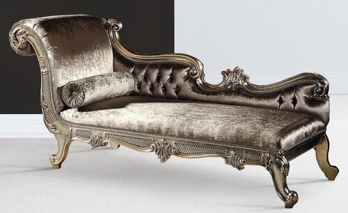 Casa Padrino Luxus Barock Chaiselongue Silber / Silber Gold - Prunkvolle Massivholz Recamiere - Luxus Wohnzimmer M�bel im Barockstil - Luxus Qualit�t - Made in Italy