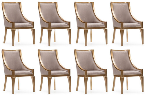 Casa Padrino Luxus Barock Esszimmer Stuhl 8er Set Grau / Gold - Barockstil K�chen St�hle - Prunkvolle Luxus Esszimmer M�bel im Barockstil - Barock Esszimmer M�bel - Edel & Prunkvoll