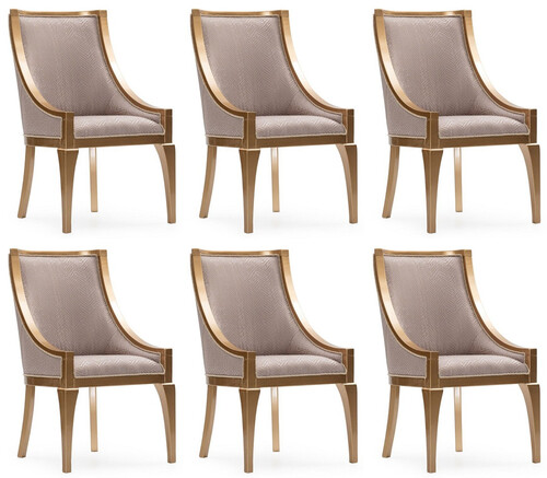 Casa Padrino Luxus Barock Esszimmer Stuhl 6er Set Grau / Gold - Barockstil K�chen St�hle - Prunkvolle Luxus Esszimmer M�bel im Barockstil - Barock Esszimmer M�bel - Edel & Prunkvoll