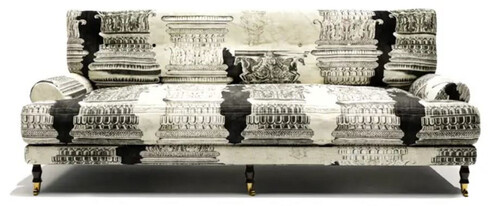 Casa Padrino Luxus Samt Sofa Creme / Wei� / Schwarz / Messing 200 x 100 x H. 87 cm - Wohnzimmer Sofa - Hotel Sofa - Wohnzimmer M�bel - Hotel M�bel - Luxus M�bel - Wohnzimmer Einrichtung