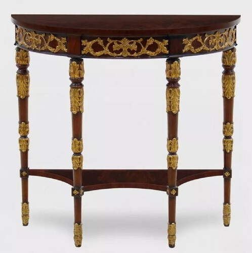 Casa Padrino Luxus Barock Konsole Dunkelbraun / Gold 90 x 35 x H. 86 cm - Handgefertigter Massivholz Konsolentisch - Luxus Wohnzimmer M�bel im Barockstil - Barock M�bel - Barock Einrichtung