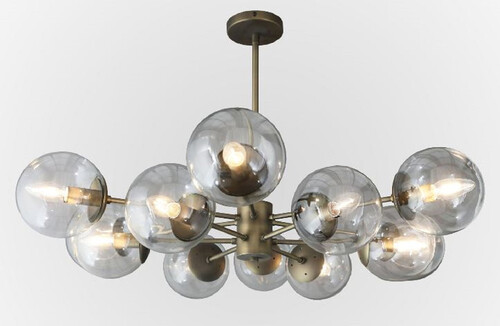 Casa Padrino Luxus Kronleuchter Bronze  90 x H. 15 cm - Wohnzimmer Kronleuchter mit runden Glas Lampenschirmen - Hotel Kronleuchter - Restaurant Kronleuchter - Luxus Kollektion