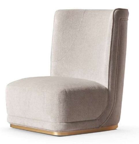 Casa Padrino Luxus Sessel Hellgrau / Messing 90 x 102 x H. 110 cm - Wohnzimmer Sessel mit gebogener R�ckenlehne - Hotel Sessel - Wohnzimmer M�bel - Hotel M�bel - Luxus M�bel