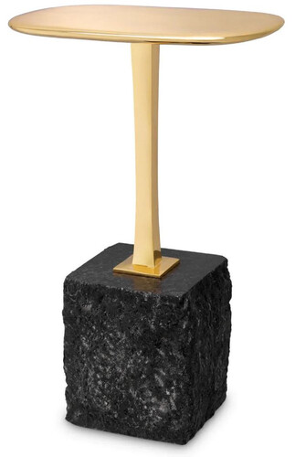 Casa Padrino Luxus Beistelltisch Messing / Schwarz 35 x 25 x H. 54,5 cm - Messing Tisch mit Granitsockel - Luxus M�bel - Wohnzimmer M�bel - Luxus Einrichtung - Wohnzimmer Einrichtung