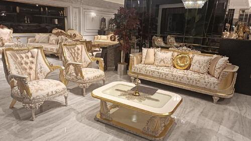 Casa Padrino Luxus Barock Wohnzimmer Set Gold / Wei� - 2 Barock Sofas & 2 Barock Sessel & 1 Barock Couchtisch - Luxus Wohnzimmer M�bel im Barockstil - Edel & Prunkvoll