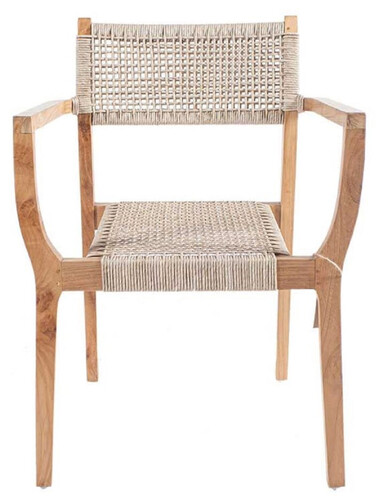 Casa Padrino Luxus Esszimmer Stuhl mit Armlehnen Naturfarben 60 x 50 x H. 85 cm - Luxus Massivholz Garten Stuhl mit Rattangeflecht - Esszimmer M�bel - Garten M�bel