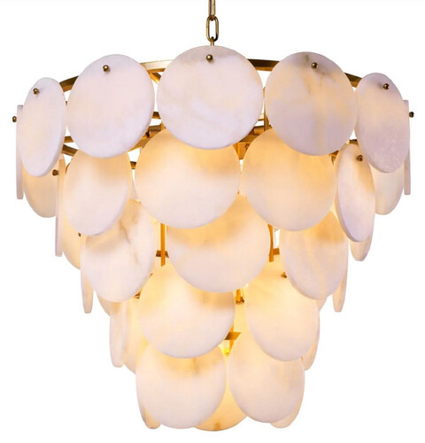 Casa Padrino Luxus Kronleuchter Wei� / Antik Messing  66 x H. 56 cm - Wohnzimmer Kronleuchter - Hotel Kronleuchter - Restaurant Kronleuchter - Luxus Qualit�t